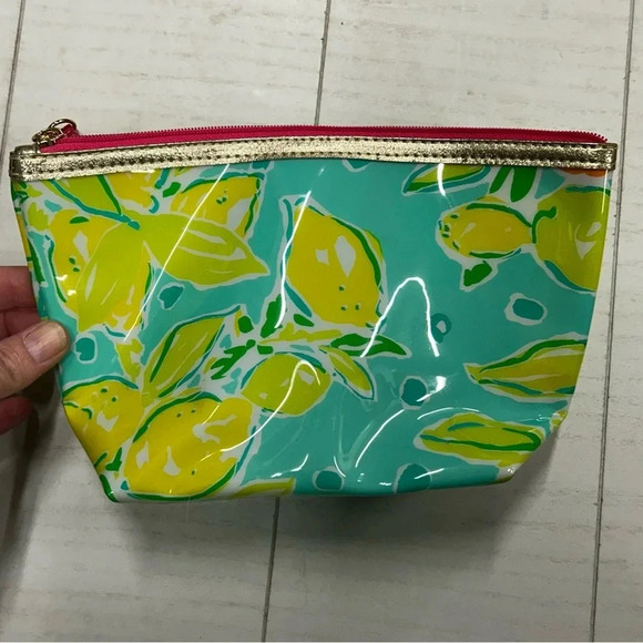 NWOT Lilly Pulitzer For Estee Lauder Makeup Travel Zip Bag Waterproof Case Aqua - Picture 4 of 7